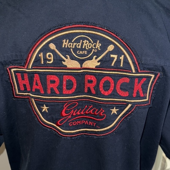 Hard Rock Guitar Company Embroidered Short Sleeve Button Down Shirt SZ XL - Picture 7 of 10